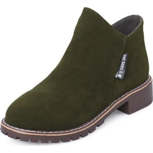 2021 Autumn Winter New British Style Designer Design Womens Boots Round Toe Low Heel Shallow Martin Boots Comfortable for Daily