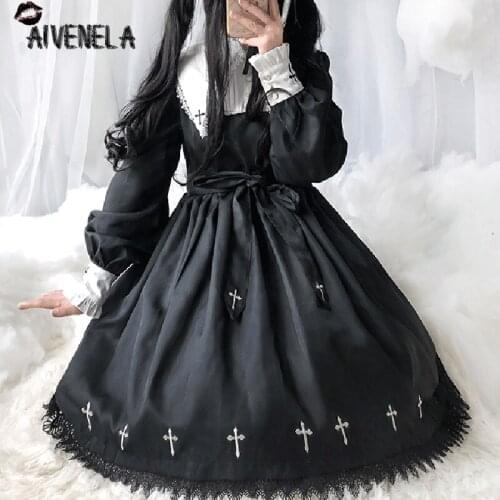 Preppy Lolita OP Dress Gothic Cross Daily Dresses Female Soft Girls Fungus Women Dress AFC1232