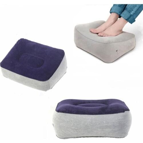Portable Inflatable Foot Rest Pillow Cushion PVC Air Travel Office Home Leg Up Footrest Relaxing Feet Tool Flocking Foot Pad