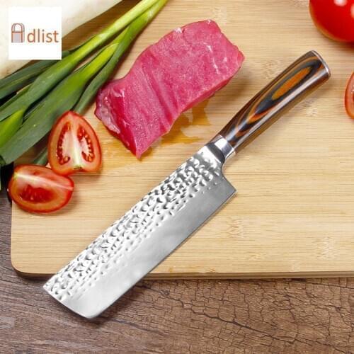 Professional Cooking Knives Damascus Veins Chef Knife Wood Handle Kitchen Knifes Handcraft Hammer Blade Kitchen Tools 30cm