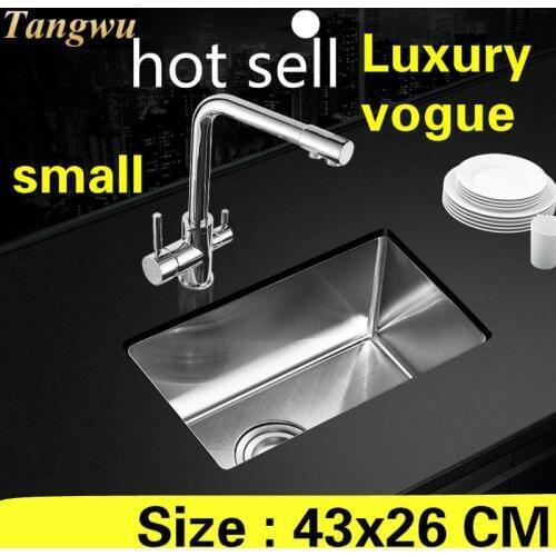 Free shipping Apartment kitchen manual sink single trough high quality do the dishes small 304 stainless steel hot sell 43x26 CM