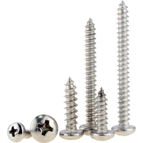 30PCS M2.6*5 6 8 10 12 14 16 18 20 Small 304 Stainless Steel Cross Phillips Pan Round Head Self Tapping Screw M2.6x5 M2.6x20