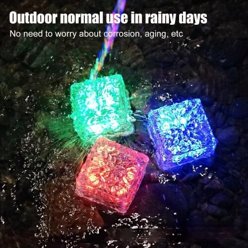 Solar Large Ice Brick Light Outdoor Solar Buried Ice Flower Square Floor Brick Light Waterproof Imitation Glass Ice Cube Light