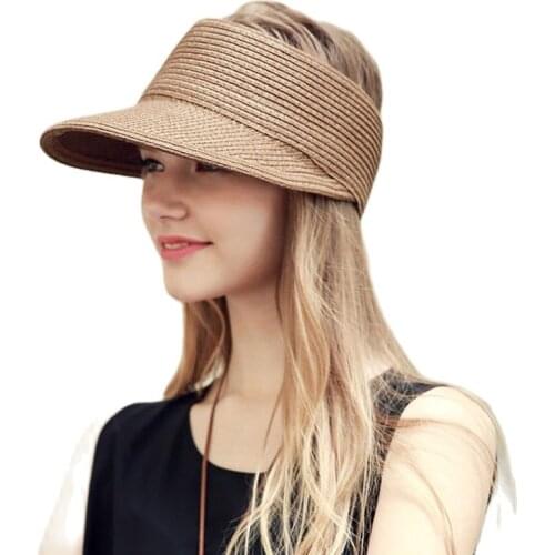 Adult casual topless sun visor cap Summer women casual holiday beach straw hat Sun hats gorros