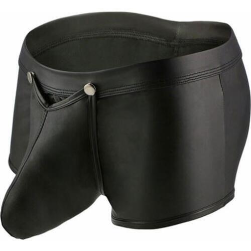 Sexy COCK Ring Plus Size Open Crotch G-string Faux Leather U Convex Pouch G-string Gay Wear Underwear Low Rise Sexy Thongs F12