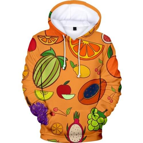 Euro-US Personality Tide Brand Fruit Printing 3D Hoodies men/women Simple Thin Hooded With Fruits Hip Hop Hoodie Sweatshirt