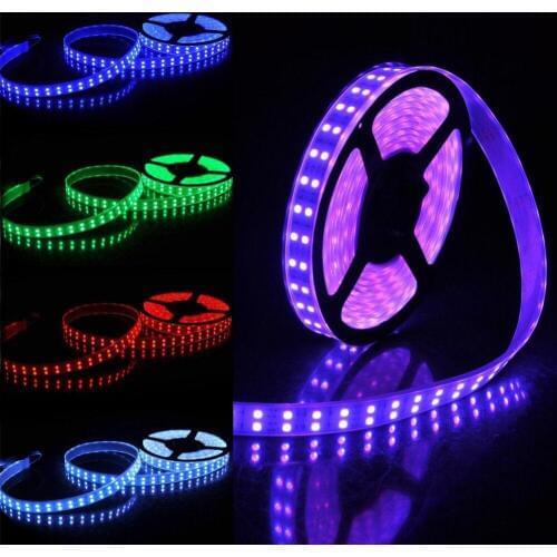 50m Waterproof Double Row white LED RGB Strips 5M 5050SMD 600LEDs RGB LED Strip light 5M Led Flexible Strip