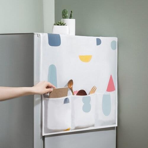 Waterproof Refrigerator Dust CoverS with Storage Pockets Washing Machine Top Cloth for Home