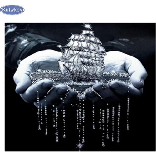 Needlework Diamond Embroidery Landscape Diy Diamond Mosaic Painting Rhinestones Cross Stitch Diamond Painting Boat In Handwork