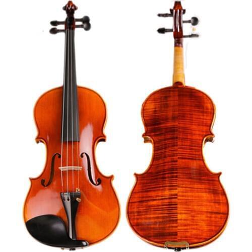 High -end Hand-craft Violin 20 Years Naturally Dried Stripes Maple Professional Spirit Varnish Violino with Bow and Strings case