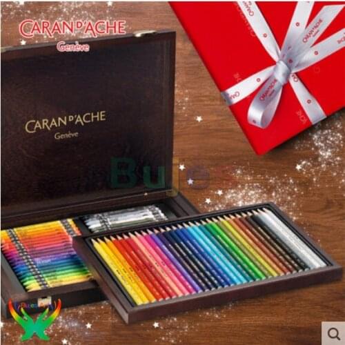 CARAN D'ACHE Wooden box 30 Prismalo+40 Neocolor II Water soluble color lead + water soluble crayon wooden gift box art supplies