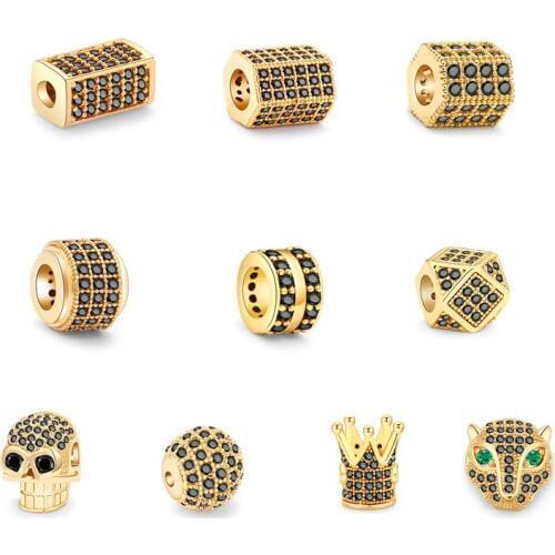 Diy jewelry Round Ball Skull Beads For Jewelry Making Cubic Zirconia Diy Bracelet Necklace Accessories Beads Jewellry abalorios