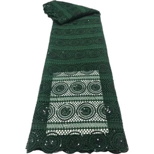 Green African Sequins Lace Fabric Embroidery Latest Nigerian Cord Guipure Lace Fabric 2021 High Quality French Lace Fabric Women