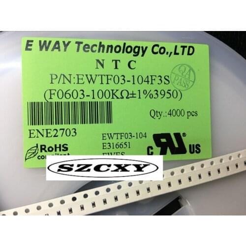 100% New and original EWTF03-104F3S NTC thermistor 0603 100K 1% B value = 3950 inlet original