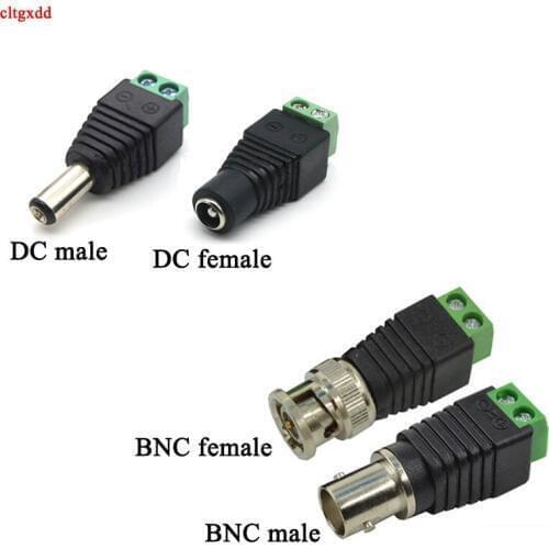 20PCS 12V DC BNC Male Female Connector Coax CAT5 Video Balun Adapter Plug for Led Strip Lights CCTV Camera Accessories