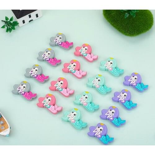 Sunrony 50pcs lot Cartoon Mini Mermaid Silicone Beads Baby Dummy Cartoon Pacifier Toy Accessories
