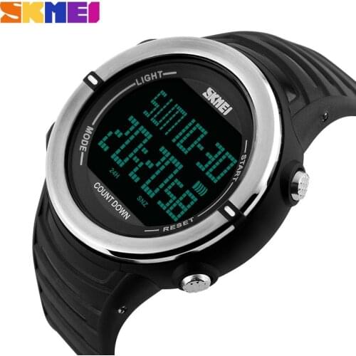 SKMEI Outdoor Sport Watches Men Fashion Multiple Time Zone Watch 50M Waterproof Week Display Alarm Digital Wristwatches 1209