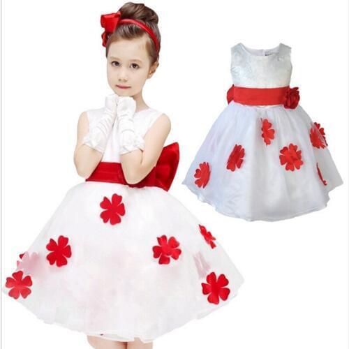 AiLe Rabbit Kids Infant Girls Flower Petals Dress Children Bridesmaid Toddler Elegant Dress Pageant Wedding Bridal Tulle Dress