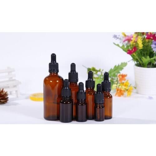 200pcs Dropper Drop Aromatherapy Perfume Essential Oil Empty Dispenser Bottles Tool Amber Glass Liquid Reagent Pipette Bottle