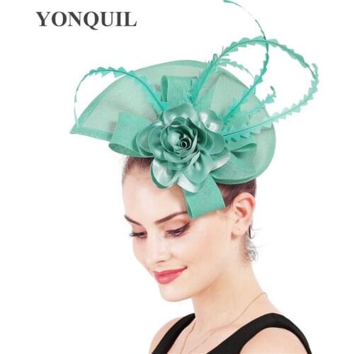 Fashion Feather Nice Fascinator Hats Bride Wedding Millinery Headbands Gorgeous Party Tea Headpiece Headbands With Floral Decor