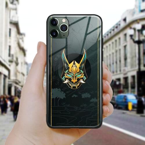 Genshin impact Xiao design art Soft Silicone Glass Phone Case Cover Shell For iPhone SE 6 6s 7 8 Plus X XR XS 11 12 Mini Pro Max