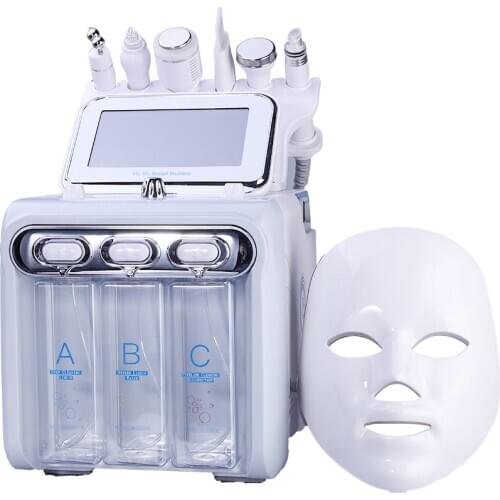 New Arrival! Multifunction skin care device 7 in 1 anti aging small bubble H2O2 hydrogen oxygen jet beauty machine with Led Mask