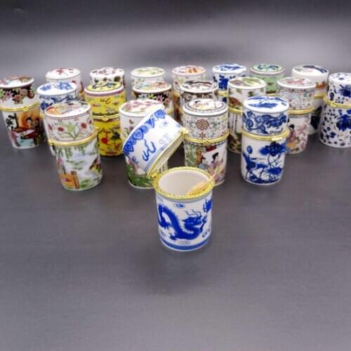 Wholesale 5PCS Chinese style home creative ceramic tableware toothpick box cans Ceramic toothpick holder