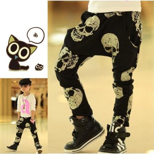 Autumn New Boys girls Casual Long Pants Children Skull Printed Pants Harem Pants Childrens casual pants
