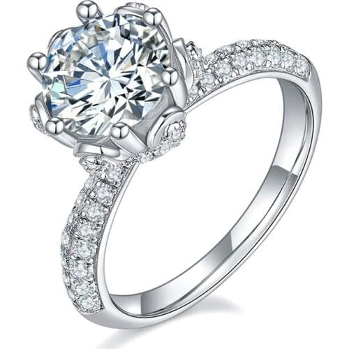 Luxury 925 Sterling Silver Passed Diamond Test 1.5/2/3 Carat Moissanite Wedding Ring Women Sparkling Engagement Fine Jewelry