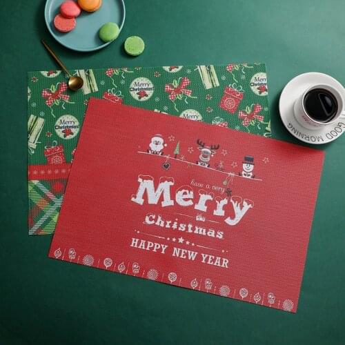 Merry Christmas PVC Placemat Ornament Christmas Decoration For Home 2021 Cristmas Holiday Table Kitchen Deco Xmas New Year 2022