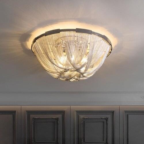 Modern chandelier lighting living room 2021 tassel aluminum chain lights bedroom silver LED ceiling chandeliers designer lamp