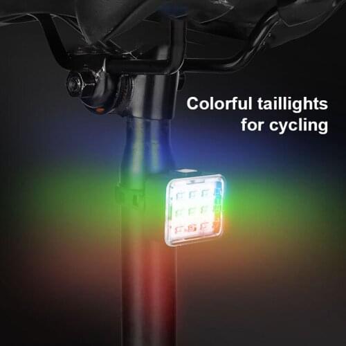 Colorful Road Bike Lights USB Bicycle Tail Light Mountain Bike Night Riding Safety Warning Flashlight 7 Modes Cycling Rear Lamp