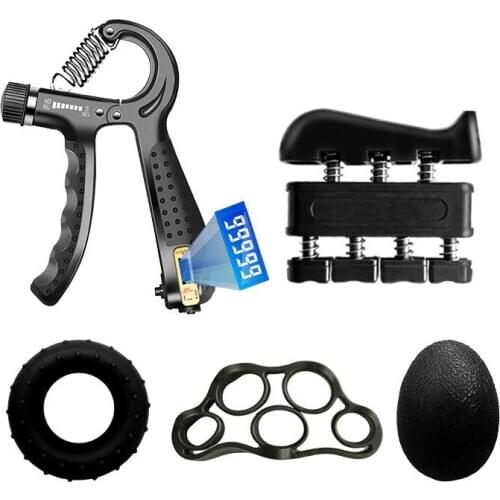 R-Shape Adjustable Hand Grip Sports Strength Countable Exercise Strengthener Gripper Spring Finger Pinch Carpal Expander 5pcsSet