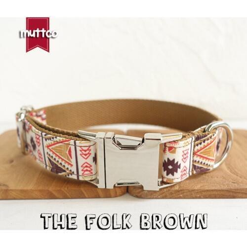 10pcs/lot MUTTCO wholesale high quality handmade collar THE FOLK BROWN dog collar 5 sizes UDC058