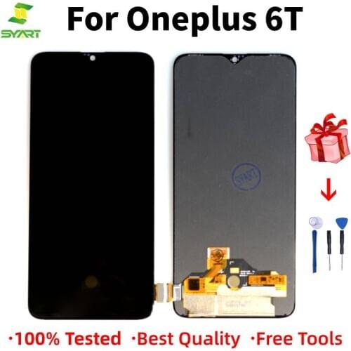 100% Tested AMOLED For OnePlus 6T LCD Touch Screen Digitizer Assembly For Oneplus6T Display with Frame Replacement 1+6T 6.41"