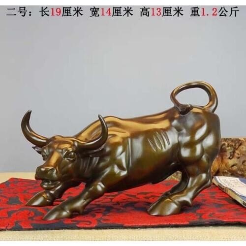 2021 Good luck HOME Company shop financial Mascot business decorative Stock market bull Wall Street bull bronze statue M size