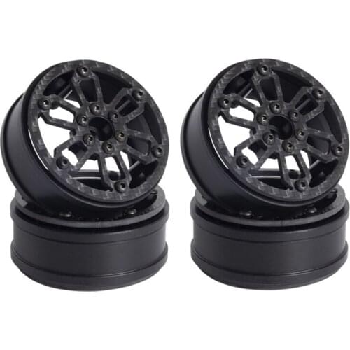4Pcs Carbon Fiber 2.2Inch Beadlock Wheel Hub Rim for 1/10 RC Crawler Car Axial SCX10 RR10 Wraith YETI Traxxas TRX4