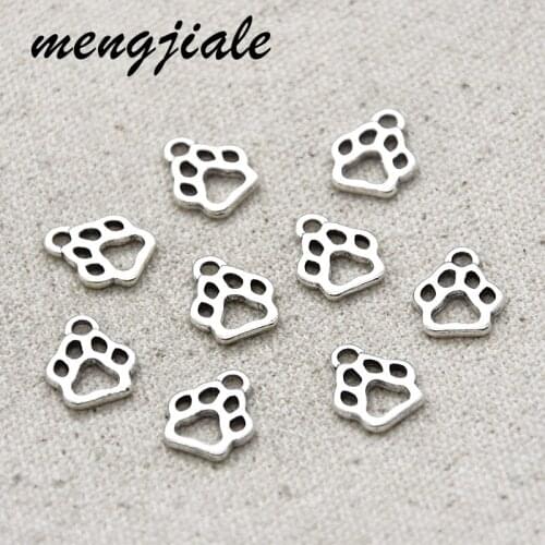50pcs Hot Sell Pet Paw Charms Animal Footprints Pendant For Jewelry Making Handmade Crafts Supplies