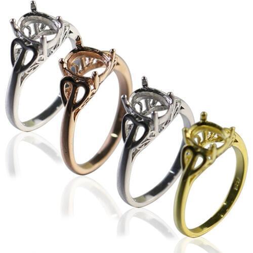 Beadsnice ID27360 925 Sterling Silver Ring Blank Fit 7X5mm Oval Setting Jewelry Finding