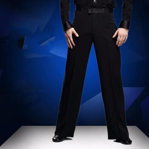 Latin Dancing Pants For Male Black Color 113 cm Pant Length For Men Chacha Presentation Rumba Adult Ballroom Dance Trouser 7026