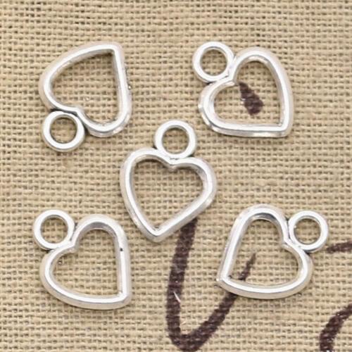 40pcs Charms Lovely Heart 14x11mm Antique Making Pendant fit,Vintage Tibetan Silver color,DIY Handmade Jewelry