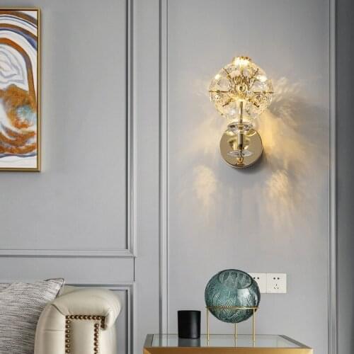 Crystal Bedroom Wall Lamp Nordic Modern Style Living Room Aisle Bedside Indoor Light Study Hotel Porch Sconce For Home Fixture