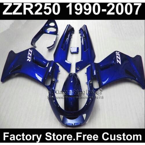 Custom free factory fairings set for Kawasaki ZZR-250 ZZR250 1990 1992 2007 ZZR 250 90-07 full blue motorcycle fairing body kits