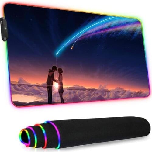 Mouse Pad Rgb Anime Rug CuteGenshin Impact Laptops Valorant Pc Gamer Keyboard Gaming Accessories Wrist Rest Stitch Desks Rubber