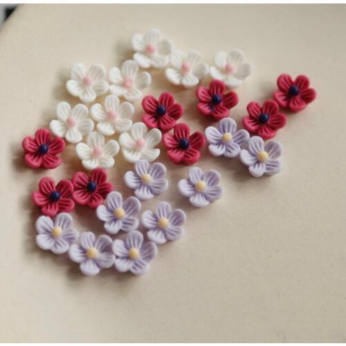 Mini Size Three-Color Small Resin Flower Ins Wind Earrings Ear Clip Ornament Accessories DIY Handmade Materials