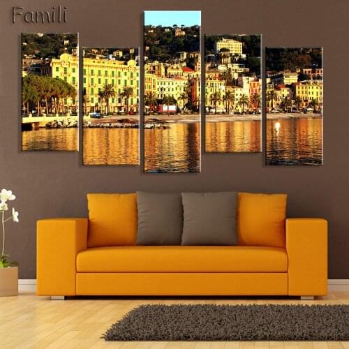 Fashion Canvas Painting Wall Art Print 5 Panel Famous Building Italy Building Landscape Home Decor Picture For Living Room,poste