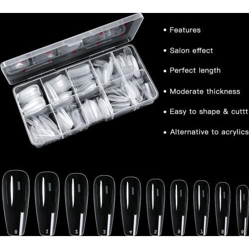 Mtssii 500pcs/box False Nail Tips Transparent White Fake Nail Tips Nail Art Practice Display Design Tools