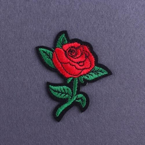 Embroidery Patches On Clothes Rose Patch Iron On Patches For Clothing Women Clothes Flower Applique Stickers DIY Patch Stripe