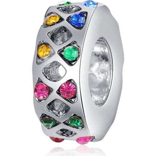 New Pretty Color Rhinestone Space Pendant DIY Beads Suitable for Original Pandora Charm Bracelet Ladies Jewelry Making Gift