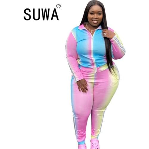 Wholesale Plus Size Clothing Two Piece Set Women Long Sleeve Coat Top + Casual Sport Pants Trousers Tracksuit Lounge Wear